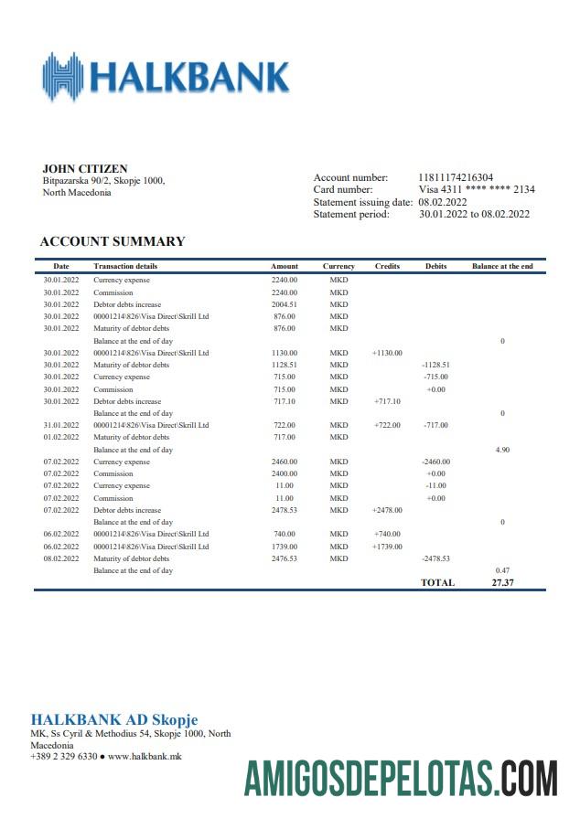 Macedonia Halkbank Ban Statement modelo